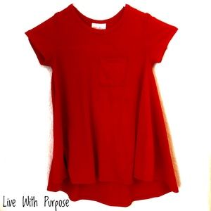LuLaRoe girls dress, Red with Pocket on Chest. High/low.  Size 2.